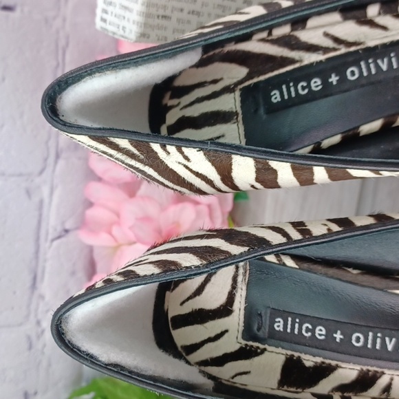 Alice + Olivia Zebra Print Calf Hair Heels - Picture 3 of 10